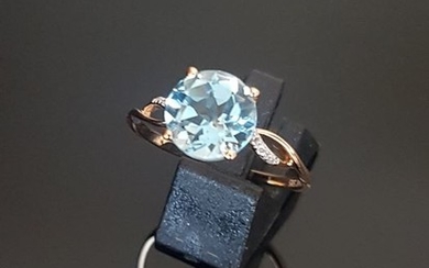 14 kt. Pink gold - Ring - 2.60 ct aquamarine - Diamonds