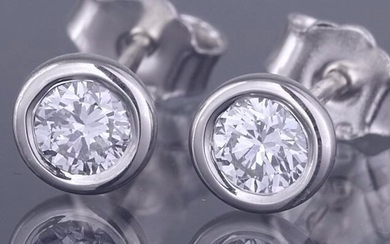 14 kt. White gold - Earrings - 0.40 ct Diamond