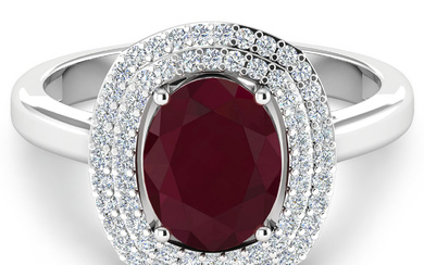14KT White Gold 2.30ct Ruby and Diamond Ring