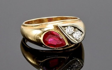 14KY and White Gold Ruby and Diamond Ring