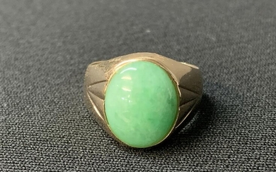 14k Gold And Green Gemstone Ring, Size 6