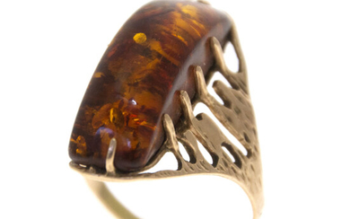 14k Gold and Amber Ring.