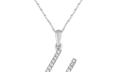 14k White Gold & Diamond Initial Necklace- U