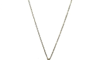 14k Yellow Gold and Silver "J" Pendant Necklace.