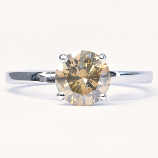 1.53 ct Natural Fancy Deep Yellowish Gray VS2 - 14 kt. White gold - Ring - 1.53 ct Diamond - No Reserve Price