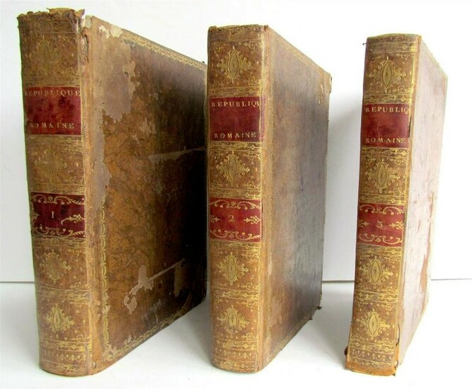 1777 3 FOLIO VOLUMES ROMAN HISTORY ILLUSTRATED antique