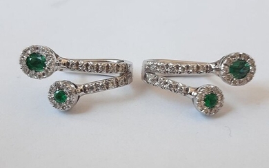 18 kt. Gold - Earrings Emerald - Diamonds