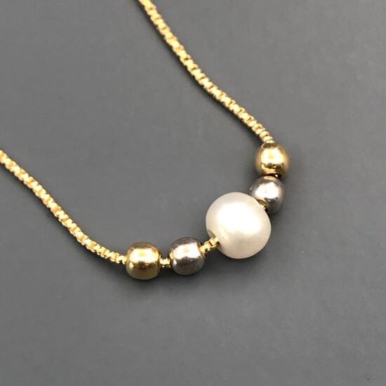 18 kt. South sea pearl, Yellow gold, 5 mm - Necklace with pendant
