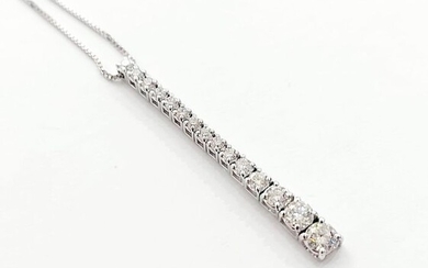 18 kt. White gold - Necklace with pendant - 0.97 ct Diamond - Diamond