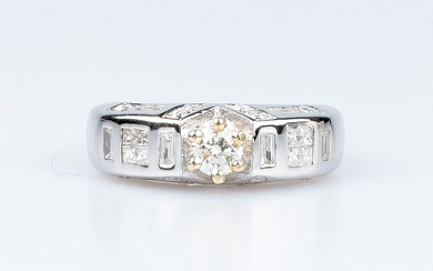 18 kt. White gold - Ring - 1.10 ct Diamond