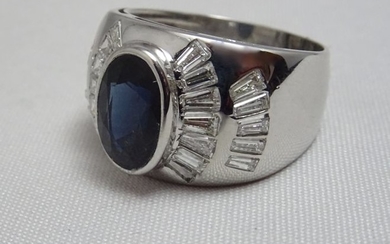 18 kt. White gold - Ring - 2.70 ct Sapphire - Diamond