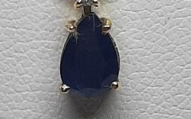 18 kt. Yellow gold - Necklace with pendant - 0.90 ct Sapphire - Diamond