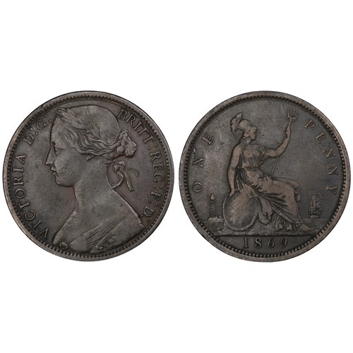 1869 Penny, Victoria, one of the key series dates. Scarce in...