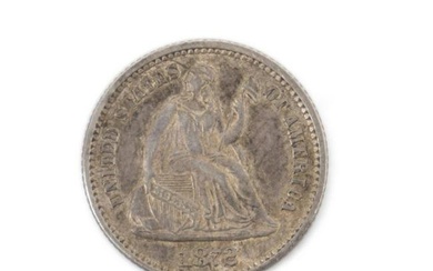 1872 SEATED LIBERTY HALF DIME OR CENT COIN, UNC