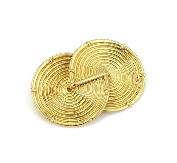 18K Yellow Gold Fancy Double Circle Pin / Brooch