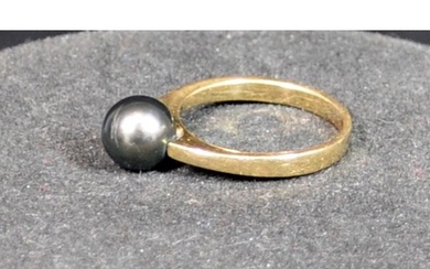 18ct gold Tahitian Black Pearl ring French hallmarked to ou...