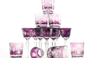 Crystal Clear Industries Cased Amethyst Cut to Clear "Grape" Stemware