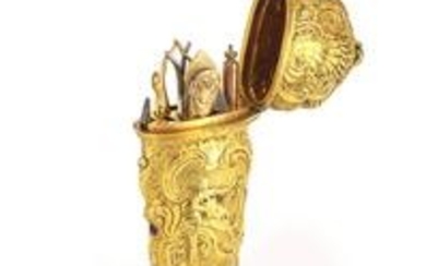 18th century Rococo gilt metal repoussé etui decorated