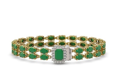 19.07 ctw Emerald & Diamond Bracelet 14K Yellow Gold