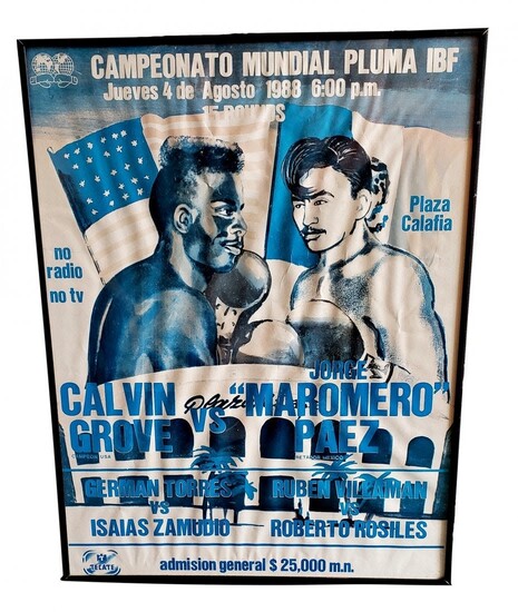 1988 World Championship Boxing Poster : Grove vs. Paez