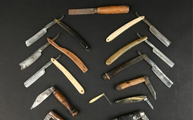 19TH C. FOLDING KNIVES & STRAIGHT RAZORS