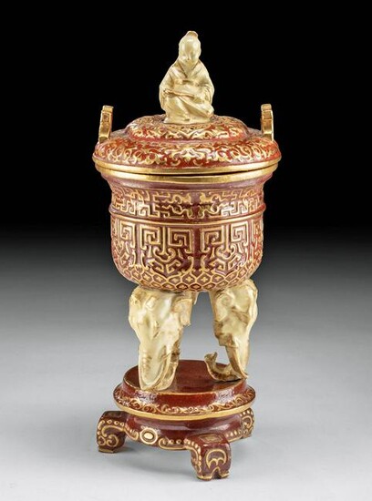 19th C. Chinese Qing Dynasty Gilded Ceramic Censer