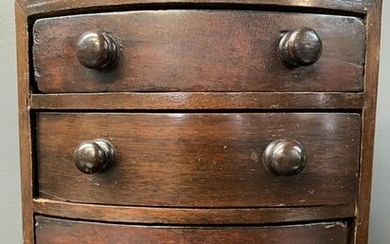 19th C. Miniature Bow Front Chest Of Drawers