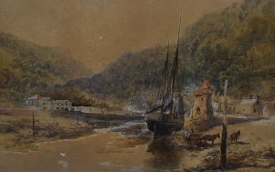 19th/20th Century, watercolour and gouache, 'Lynmouth Pier, North Devon', a maritime landscape