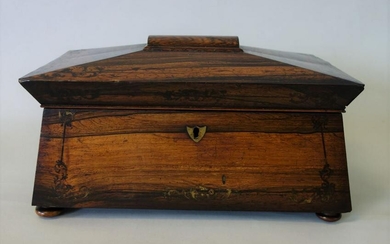 19thc Rosewood Double Compartment Tea Caddy