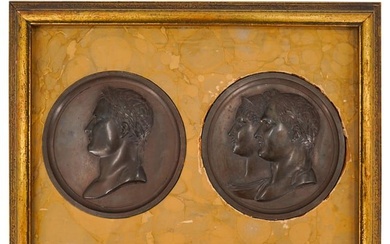 (2) Antique Relief Bronze French Medallions