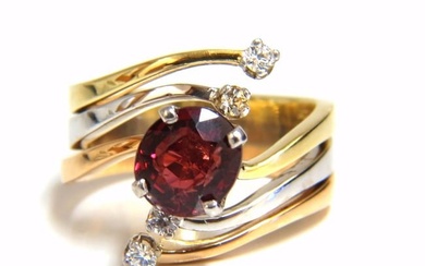 2.00ct Natural Blood Red Orange Spinel Diamonds Bypass Ring 14kt. +