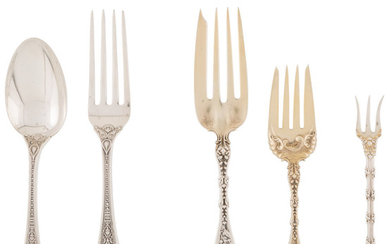 A Forty-Piece Whiting Manufacturing Company Assembled Silver Flatware Service (late 19th centur)