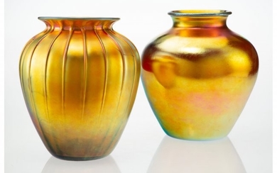 23025: Two Steuben Gold Aurene Glass Vases, circa 1920