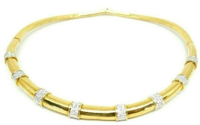 18K Yellow Gold Diamond Choker Necklace Box Clasp