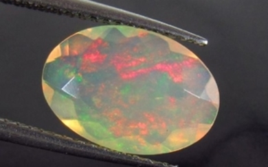 2.15 Ct Genuine Multi-Color Fire Faceted Opal Oval Cut