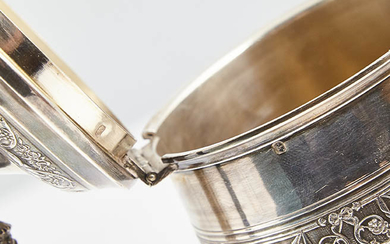 25-Chocolate pot in chased silver decorated with draperies...