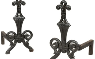 Andirons with Dog heads - Pair