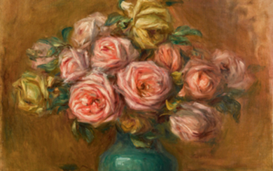 BOUQUET DE ROSES DANS UN VASE VERT, Pierre-Auguste Renoir