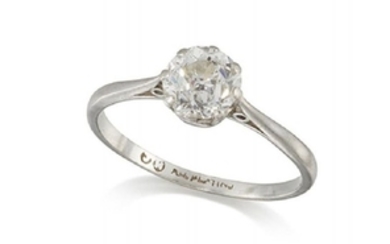 A diamond single stone ring, the single...