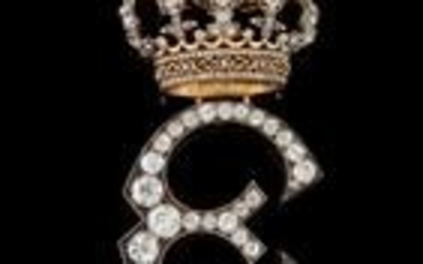 A diamond-studded decorative monogram belonging to Queen Elena of Italy, total weight c. 7.50 ct