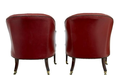FINE QUALITY PAIR OF LATE 19TH CENTURY LEATHER LOUNGE