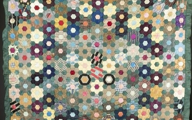Flower Garden, silk patchwork quilt, 19th century.