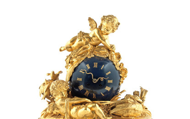A French 19th century gilt bronze and painted clock