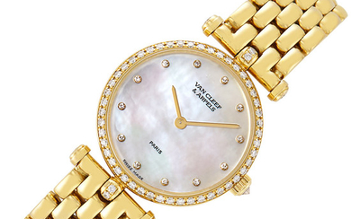 Gold, Mother-of-Pearl and Diamond Wristwatch, Van Cleef & Arpels