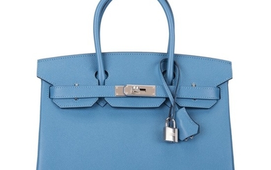 Hermès Bleu Azur Birkin 30cm of Epsom Leather with Palladium Hardware