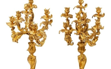 A Pair of Louis XV Style Gilt Bronze Seven-Light