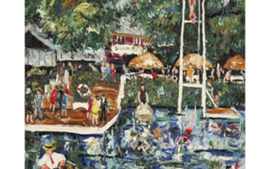 Lucien Genin (1894-1958) Canotage l'le d'amour Nogent Oil on canvas;...