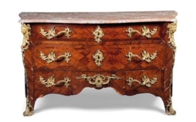 A REGENCE ORMOLU-MOUNTED KINGWOOD PARQUETRY COMMODE, BY ETIENNE DOIRAT, CIRCA 1725