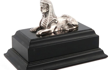 A silver model of a Sphinx, maker's mark...