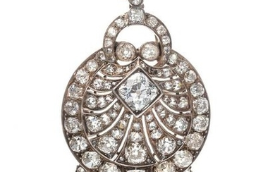 A Silver Topped Yellow Gold and Diamond Pendant/Brooch